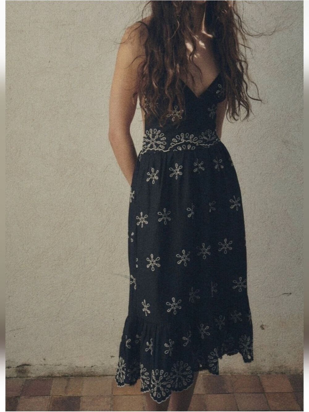 NWT Zara Embroidered Halter Tie Back Dress | 7200/337/800 - Picture 5 of 17